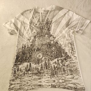 Ghost Short Sleeve Tee in White with Black Print